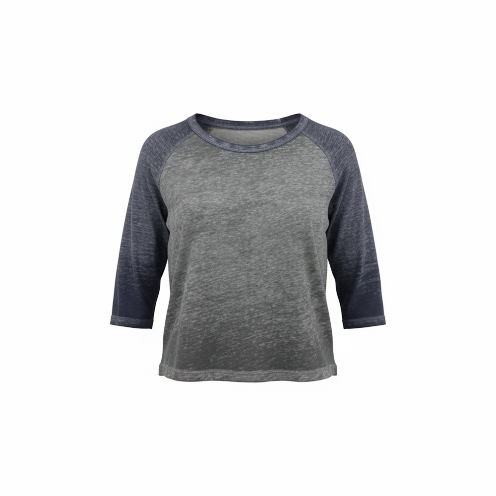 VANS Off the Wall Women’s Sz M Cropped 3/4 Sleeve Shirt Sheer Blue/Gray Grunge